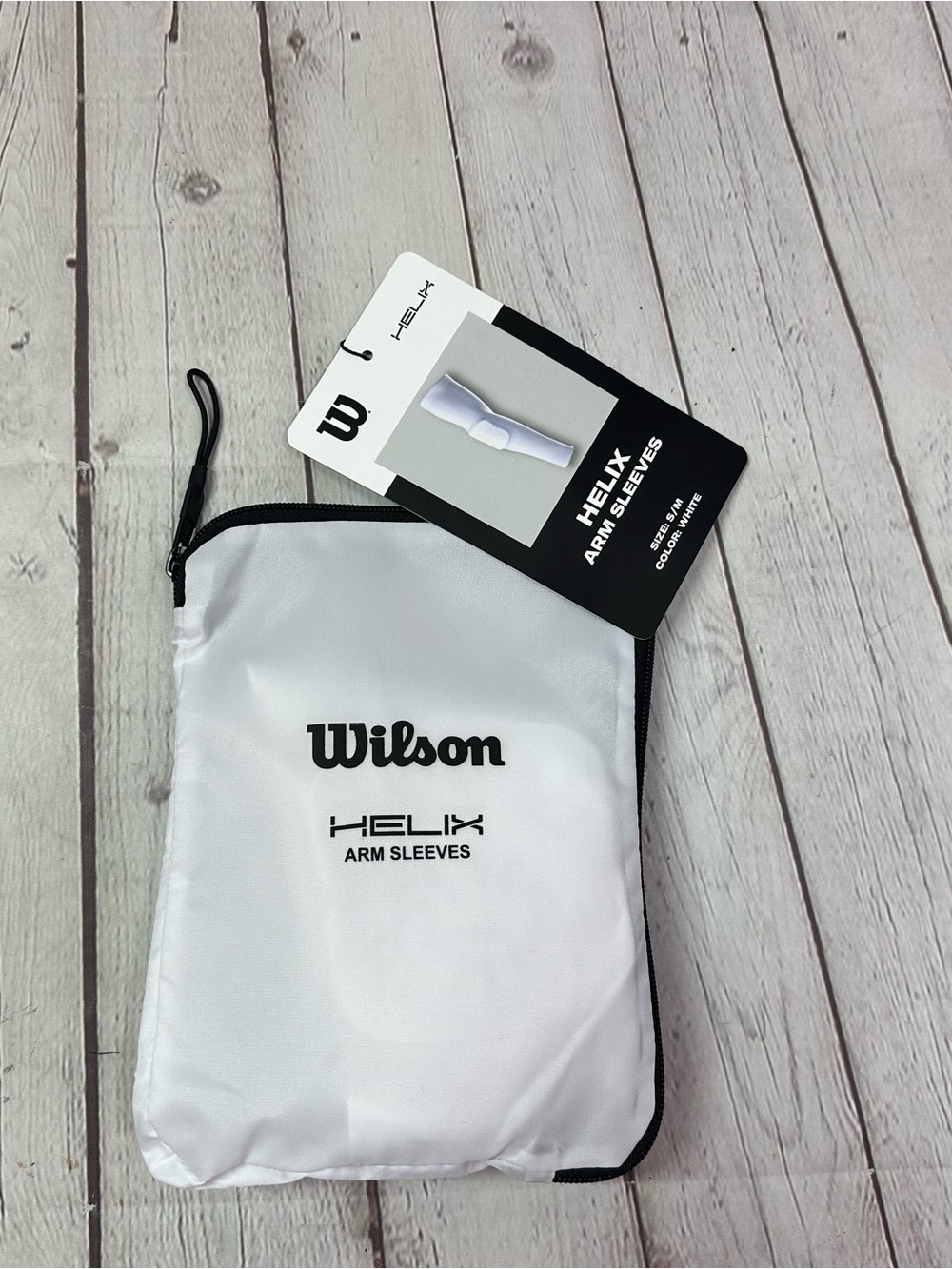 NWT Wilson White Helix Arm Sleeves Zip Pouch volleyball women team sport S/M